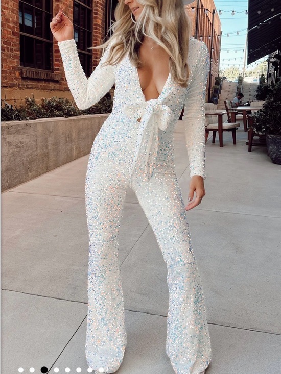 Show Me Your MuMu Pants - Show Me Your MuMu White Sequin Tie-Front Jumpsuit